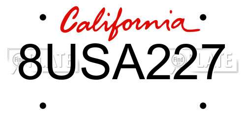 8USA227 California License Plate