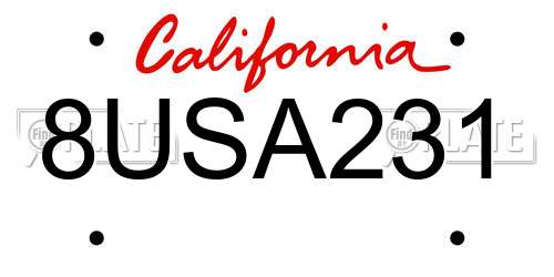 8USA231 California License Plate