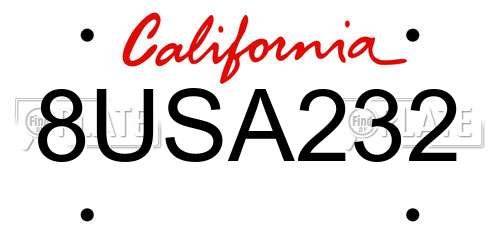 8USA232 California License Plate