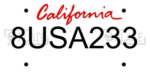8USA233 California License Plate