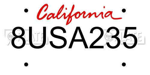 8USA235 California License Plate