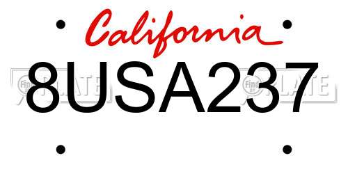 8USA237 California License Plate