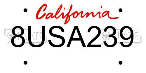 8USA239 California License Plate