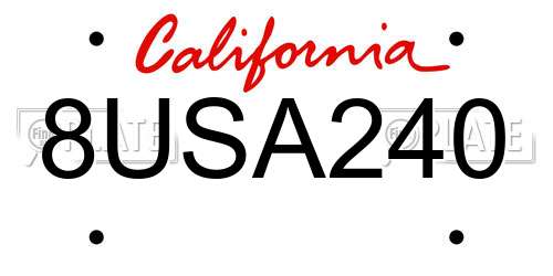 8USA240 California License Plate