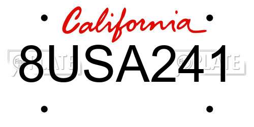 8USA241 California License Plate