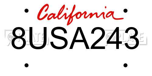 8USA243 California License Plate