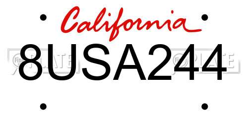 8USA244 California License Plate