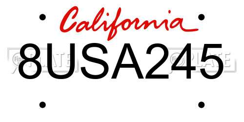 8USA245 California License Plate