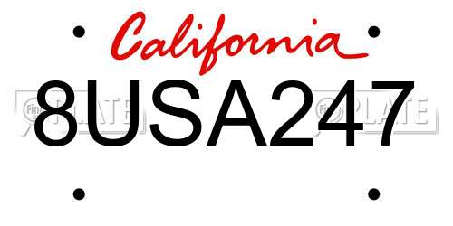 8USA247 California License Plate