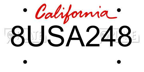 8USA248 California License Plate