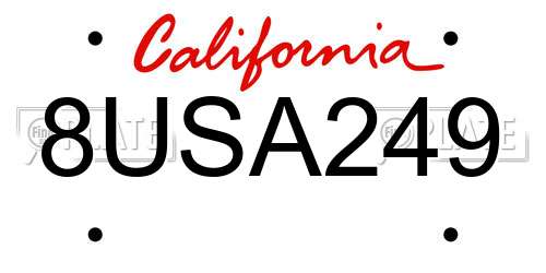8USA249 California License Plate