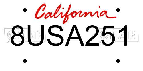 8USA251 California License Plate