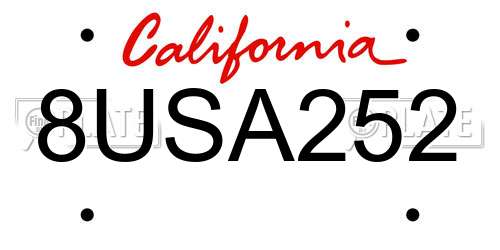 8USA252 California License Plate