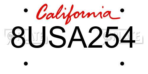 8USA254 California License Plate