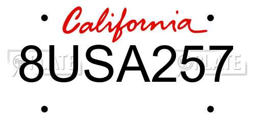 8USA257 California License Plate