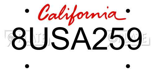 8USA259 California License Plate