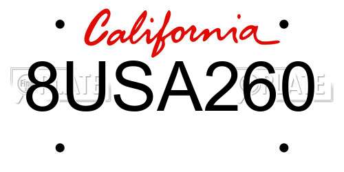 8USA260 California License Plate