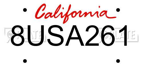 8USA261 California License Plate