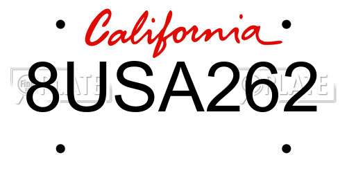 8USA262 California License Plate