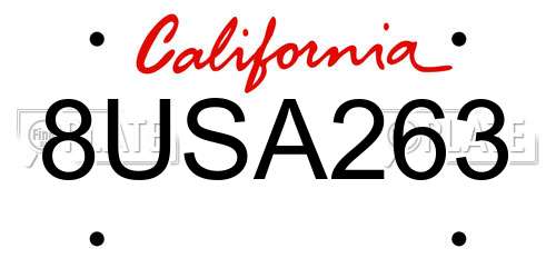 8USA263 California License Plate