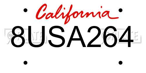 8USA264 California License Plate