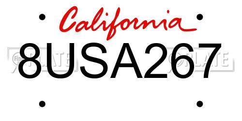 8USA267 California License Plate