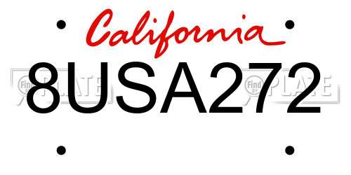 8USA272 California License Plate