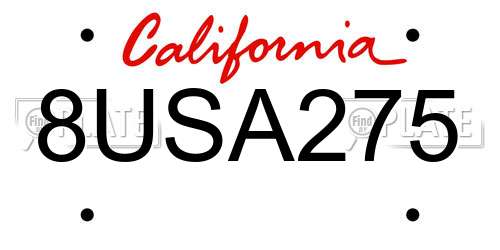 8USA275 California License Plate
