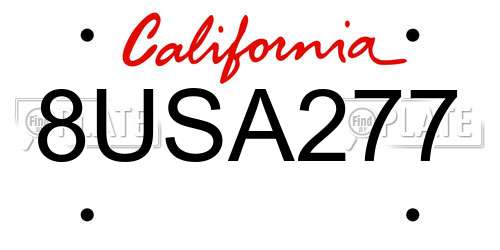 8USA277 California License Plate
