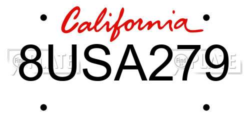 8USA279 California License Plate
