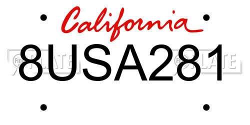 8USA281 California License Plate