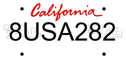 8USA282 California License Plate