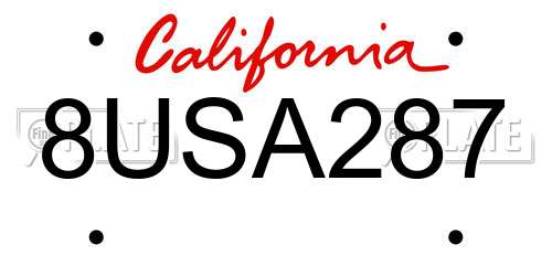 8USA287 California License Plate