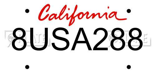 8USA288 California License Plate