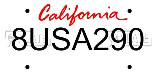 8USA290 California License Plate