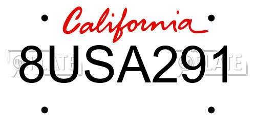 8USA291 California License Plate