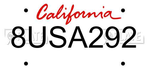 8USA292 California License Plate