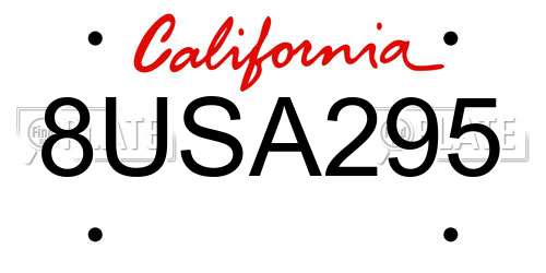 8USA295 California License Plate