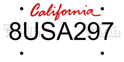 8USA297 California License Plate