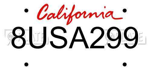 8USA299 California License Plate