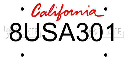 8USA301 California License Plate