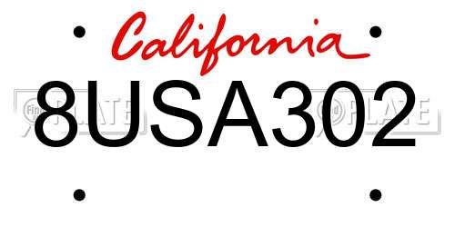 8USA302 California License Plate