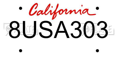 8USA303 California License Plate