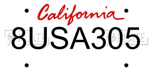 8USA305 California License Plate