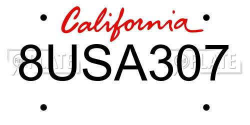 8USA307 California License Plate