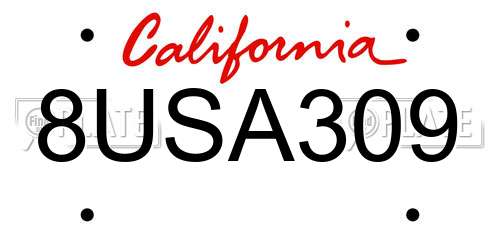 8USA309 California License Plate