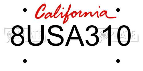8USA310 California License Plate
