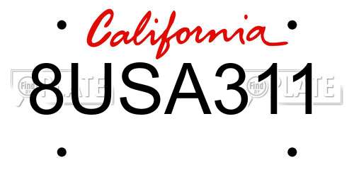 8USA311 California License Plate