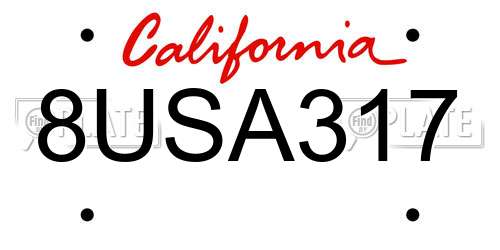 8USA317 California License Plate