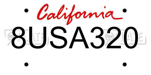 8USA320 California License Plate